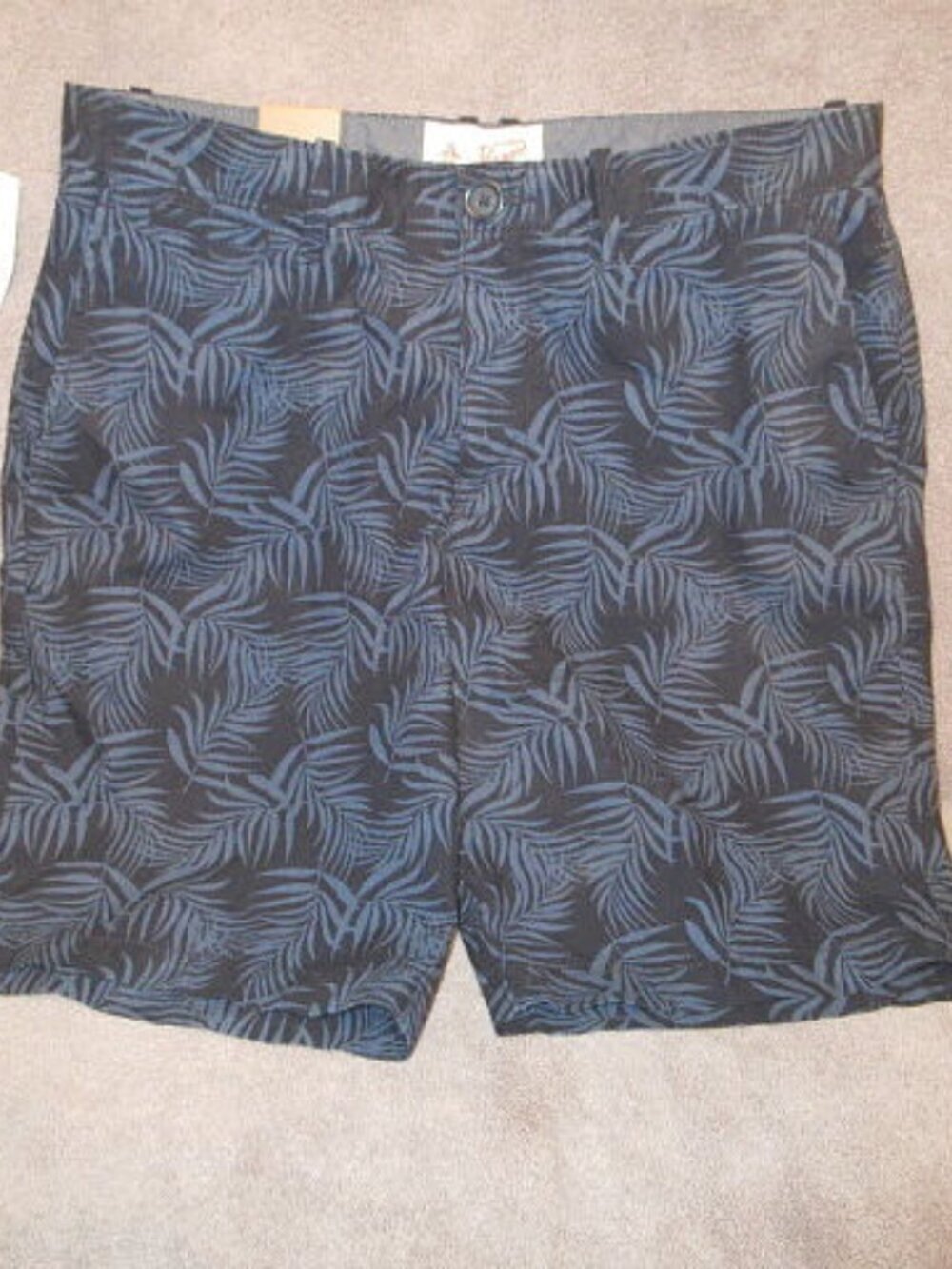 Original Penguin Shorts Mens Size 32 Blue Chino Slim Fit Palm Trees Tropical NWT